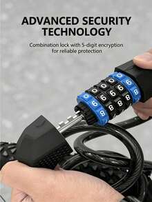 1pc 5-Digit Combination Bicycle Steel Cable Lock, 1.2m Adjustable Anti-Theft Bike Lock With Mounting Bracket - Multicolor - View 5