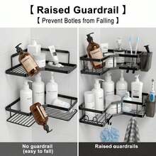 3pcs/Set Bathroom Storage Rack, Includes Corner Shower Caddy, Wall-Mounted Soap Holder, Shampoo Rack And Soap Holder, For Bathroom Decor Home, Bathroom Storage Rack, Shampoo Rack, Bathroom, Bathroom Accessories, Bathroom Decor - Multicolor - View 5