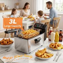 Aigostar 3 Litre Deep Fat Fryer With Viewing Window, 2200W Deep Fryer With Temperature Control, Easy Cleaning, Stainless Steel, Removable Oil Basket, Silver - Ushas - UK Plug(220-240V) - View 10
