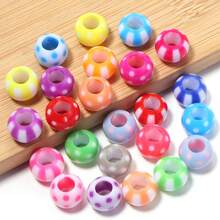 100pcs/Pack Polka Dot & Striped Large Hole Acrylic Beads, Colorful Macaron Palette, Wide Hole For Easy Threading, Bright & Transparent Texture, Suitable For DIY Bracelets, Keychains, Handmade Jewelry, Versatile Personalized Accessory Loose Beads - Randomly Mix Colors - View 8
