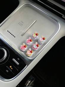 3pcs/6pcs Cute Strawberry Flower Cable Organizer, 3D Cartoon Rabbit Design, Sweet Colors, DIY Adhesive Backing, Easy Storage For Car Charging Cables, Prevents Cable Tangling, Compact Space-Saving, Car Interior Cable Management, Practical And Stylish Car Accessory - Multicolor - View 2