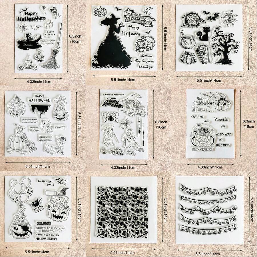 Halloween Clear Silicone Stamp, Pumpkin Witch Ghost For DIY Scrapbooking Card Making Journal Paper Craft Decor