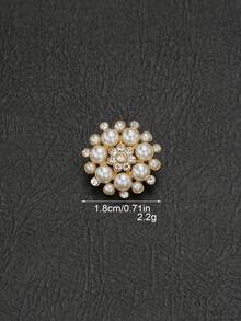 4pcs/Pack Flower-Shaped Rhinestone & Pearl High-End Metal Buttons For Wedding Decor, Clothing, Jewelry Making, DIY Shoes, Hats, Bags, Handmade Sewing Accessories - Multicolor - View 16