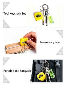 5pcs Men's Screwdriver Keychain, Tape Measure Keychain, Mini DIY Repair Tool Set, Car Key Accessory, Spirit Level Tool,Bag/Backpack Charm,Gifts - Multicolor - View 8