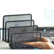 Multifunctional All-In-One Metal Mesh Desktop Organizer Rack With Bookshelf, File Holder, Letter/Envelope Card Slots - Space-Saving Freestanding Storage Shelf, Compact Vertical Design Suitable For Home Office, Home & Office Decor - Multicolor - View 7