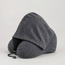1pc Portable Neck Pillow With Hood, Memory Foam U-Shaped Travel Pillow, Slow Rebound Neck Support, Soft Fabric Airplane Neck Cushion, Suitable For Home, Office, Car, Train And Flight - Multicolor - View 12