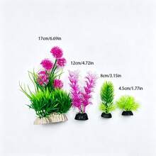 Aquarium Artificial Water Plant Decoration Set, Plastic Fake Water Plants For Fish Tank, Aquarium Landscape Artificial Water Plants, Ornamental Fish Landscape Set - C - View 5