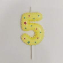 HIBIRTH 1pc Creative Candy Color Star Print Number Candle Cake Decoration Supplies Number 0-9 Birthday Party Celebration Wish Candle Plug-In - View 15