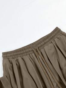 UREREM Women's Woven Fabric Wide Leg Pants, Ruffle Hem, Fashion Loose Design, 170g Woven Fabric - Brown - View 8