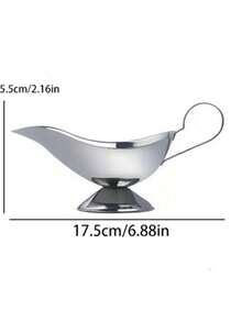 Stainless Steel Sauce Boat With Handle, Gravy Boat Pouring Pitcher For Home And Commercial Use, Holiday Gathering Tableware, Suitable For Thanksgiving Turkey Feast, Christmas Family Dinner, Halloween Food Party, Steak Pasta Dessert Sauce Container, Western Table Decor Utensils, Multiple Sizes Available - Silver - View 12