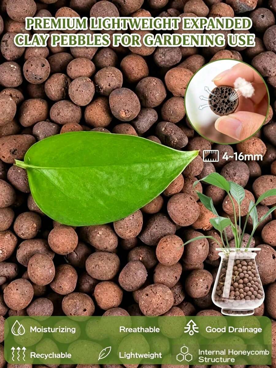 Expanded Clay Pebbles LECA Balls, Breathable Clay Rock Substrate For Hydroponics, Orchids, Houseplants Gardening & Drainage Layer - A - View 1