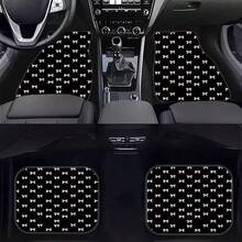4pcs Pink Bow Tie Pattern Car Floor Mats, Universal Fit Car Floor Mats, Car Interior Decoration Accessories, Suitable For Front And Rear Seats, Compatible With Most Sedans, SUVs, Trucks And - Multicolor - View 1