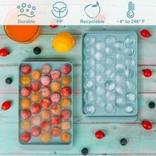 33 Grid Ice Cube Tray With Lid – Round Ice Ball Maker Mould, Easy Release Silicone Tray UK - Mint Blue - View 2