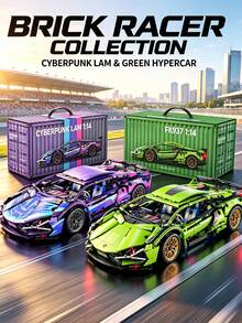1:14 Scale Technical Racing Car Building Block Set, Cyberpunk Styles Cool Hypercar Model, DIY Assembly Small Particle Bricks Toy, Desktop Display Collectible Gift For Kids Aged 6 And Above And Racing Enthusiasts, As A Collectible Birthday Gift - Multicolor - View 5
