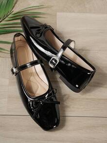 Women's Vintage Mary Jane Flats With Double Strap, Suitable For All Seasons - Black - View 5