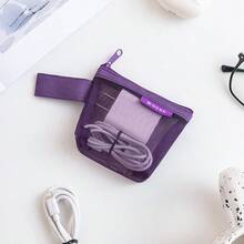 6 Pack-Minimalist Transparent Mesh Storage Bag, Mesh Cosmetic Bag, Portable Coin Purse, Stationery Pencil Case, Portable Travel Cosmetic Bag With Zipper, Suitable For Home And Office Storage, Portable Coin Purse When Going Out - A - View 10