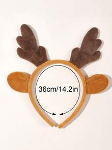 1pc Halloween Cute Plush Deer Horn Headband, Deer Ear Head Hoop, Party Costume Prop, Holiday Photo Accessory - Multicolor - View 3