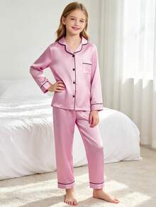 Tween Girl Pink Long Sleeve Long Pants Pajama 2-Piece Set - Multicolor - View 6