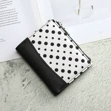 Dompet Lipat Dua Hitam & Putih Motif Polkadot, Dompet Koin Bordir, Dompet Kompak Premium Eksklusif, Dompet Pelajar Multifungsi Serbaguna - MultiWarna - View 6