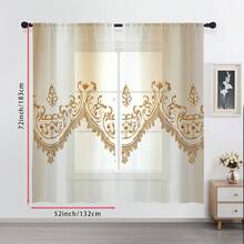 2 buah Tirai Tipis Kreatif Gaya Eropa, Motif Renda Imitasi, 100% Poliester, Dekorasi Rumah, Cocok untuk Kamar Tidur, Ruang Tamu, Dekorasi Kantor, Balkon, Apartemen, Cetak Datar 2D, 90gsm - MultiWarna - View 13