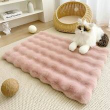 1pc Faux Rabbit Fur Bubble Plush Rectangular Large Area Luxury Cream Style Wave Decor Rug, Fluffy Soft Premium Polyester Plush Home Living Room Sofa Mat, Bedroom Bedside Carpet, Study Room, Walk-In Closet, Pet Mat, Chair Cushion, Machine Washable, Fade-Resistant, Creates Cozy Home Atmosphere - Dusty Pink - View 10
