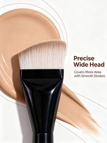1pc Angled Wide Head Foundation Brush, Mask Brush, Wooden Handle, No-Streak Non-Absorbent, Foundation Liquid Makeup Brush, Portable For Beginners - Multicolor - View 9