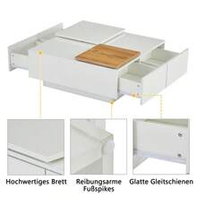 Modern High Gloss White Wood Color Square Coffee Table With Storage Shelf 75*75*33.5cm, Small Sliding Table Top,.30kg Load-Bearing - 1 - View 7