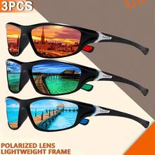 FIYLROG 3 Pairs Fashion Glasses Casual Set, Futuristic Tech Style, Unisex, Full Frame Wrap-Around Glasses - Multicolor - View 3