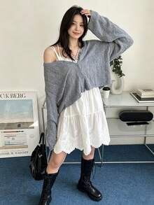 多功能镂空蕾丝吊带背心，宽松轻薄女士打底衫，春夏白色优雅款 - 白色 - 查看 6