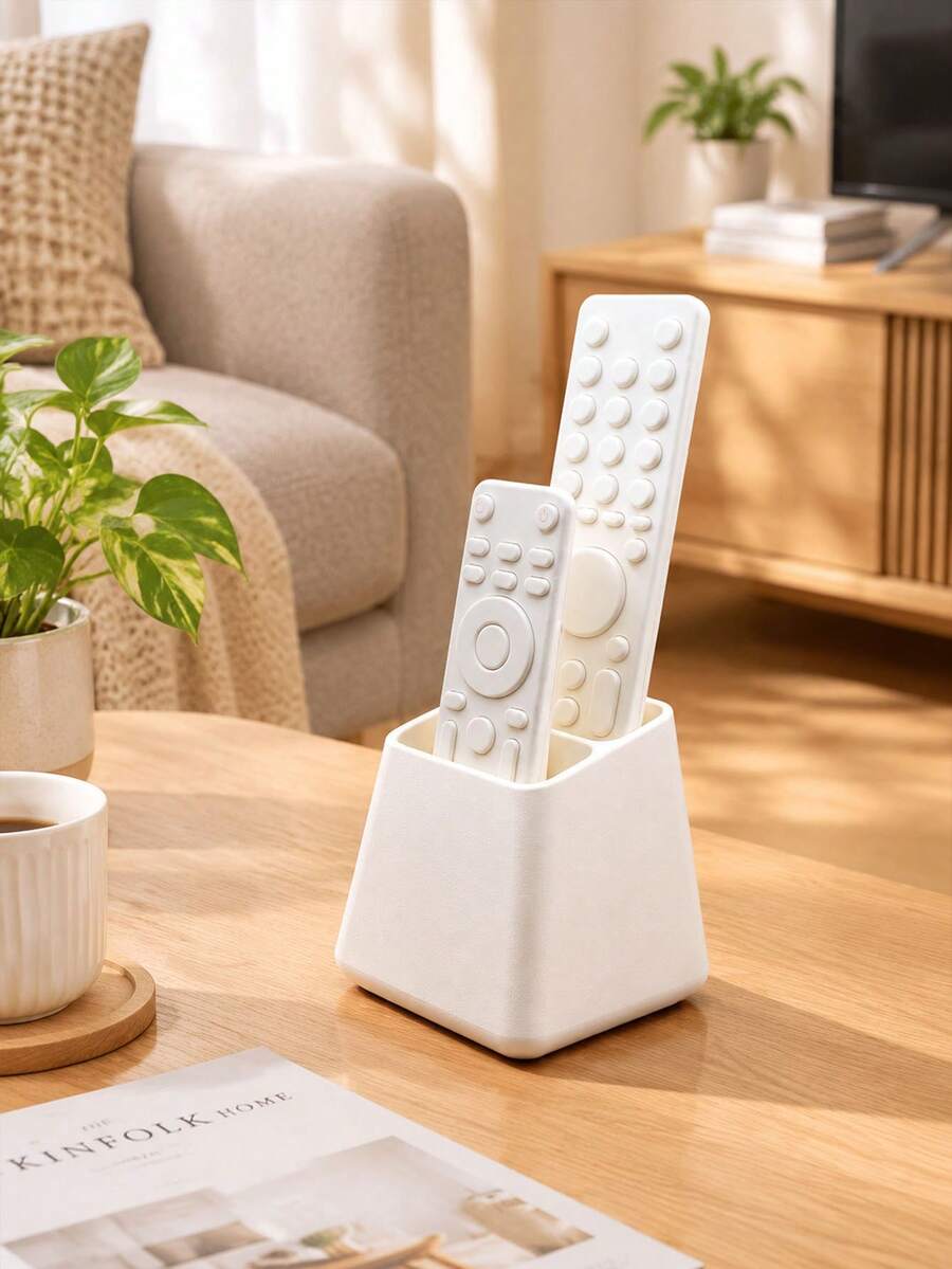2 Slot Remote Control Organizer, Suitable For TV/DVD/Blu-Ray Player/Audio System/Game Console, Living Room/Bedroom Media Storage, Decorative Remote Control Storage Box With Storage Space, Halloween, Christmas - Multicolor - View 1
