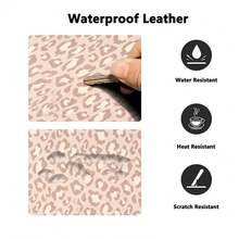 1pc Light Pink Leopard Pattern Faux Leather Desk Pad, Waterproof Oilproof Large Extended Leather Mouse Pad, Computer Keyboard Desk Mat For Work Gaming Study Table Decor - View 5