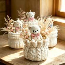 CUBULO 1件針織毛衣花盆黏土矽膠模具，3D針織紋理立體雕塑，節日禮物，DIY手工針織風格花盆裝飾製作模具，適合DIY手工愛好者、溫馨美學愛好者與聖誕手工禮物製作者 - 針織毛衣花盆矽膠模具 - 查看 5