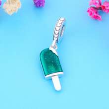 Sweet Food & Fruit Dangle Charm Beads, Pea Ice Cream Donut Apple Pinecone Leaf Design, Fit European Bracelet, DIY Jewelry Accessory,1PC - Silver - View 4