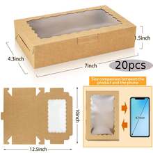 20pcs/10pcs/1pc Square Pastry Gift Boxes With Transparent Window, 7*4.3*1.5 Inches, Brown Bread Snack Boxes, Premium Gift Boxes Suitable For Packaging Desserts, Donuts, Pies, Candies, Cakes, Muffins And Macarons - Brown - View 10