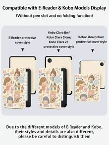 Cute Cartoon Girl Protective Case Compatible With IPad Air 8(M4)2026(11-Inch), Air 4/5 10.9 Inch, 7/8/9th 10.2 Inch, Built-In Pencil Slot Compatible With Samsung Tab S6 10.4 Inch, Compatible With Kindle 11th Gen(2022/2024), Kindle Clara 2E, Clara Colour, Clara BW (6-Inch) And Libra Colour (7-Inch),Cute Girly And Stylish Design, Birthday And Holidays. - Multicolor - View 10