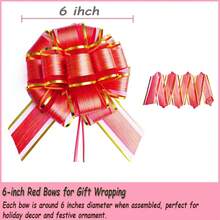 12pcs Pull Bows For Gift Wrapping, 6 Inch Large Pull Bows For Gift Basket Packaging Wine Bottle Decoration Ribbon And Ball Flowers For Wedding Party Birthday Decoration - Multicolor - View 4