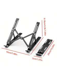 Dudukan Laptop Lipat Ultra Ringan dari Paduan Aluminium 200g, Penyangga Notebook Ergonomis yang Dapat Diatur Ukuran 26*5cm, Anti-Selip & Peredam Panas, Penyangga Laptop Portabel untuk Pekerja Kantor Mobile - View 4