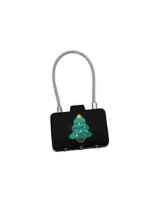 Steel Wire Rope Combination Padlock, Christmas Theme Pattern, Mini Digital Combination Lock, Portable Combination Lock, Anti-Theft Password Padlock, Suitable For Luggage, Storage Boxes, Storage Containers, Great Gift Choice For Halloween, Thanksgiving - Black - View 13