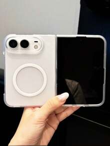 前框設計內置磁吸環磨砂背板，適用於 iPhone Duo Fold 寬螢幕折疊手機殼寬螢幕折疊手機保護套 - 白色 - 查看 1