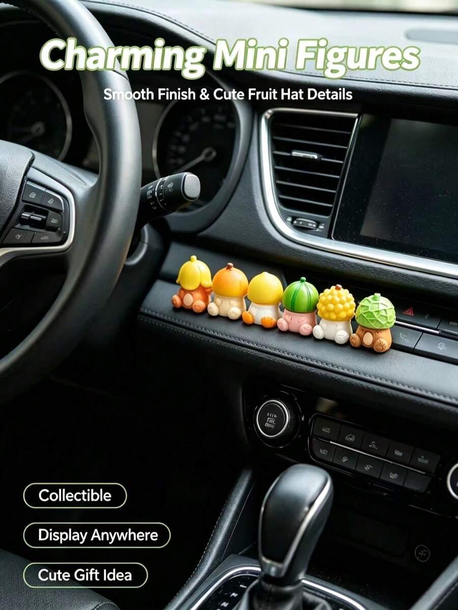 Cute Watermelon Durian Orange Car Dashboard Creative Interior Decoration Small Ornament Fruit Head Animal Car Dashboard Healing Style Decor - Fruit Ornament - View 1