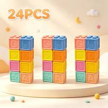 Soft Rubber Embossed Building Blocks, Flexible Touch, Printed With Letters And Fruit & Vegetable Patterns, Rich Colors. Home Stacking And Assembly, Cognitive Shapes And Numbers, Suitable For Halloween, Christmas, Thanksgiving And Back To School Gifts - Multicolor - View 11