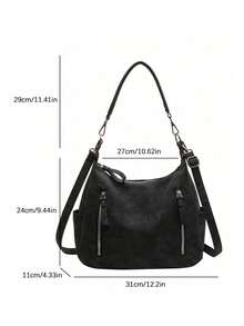 Large Capacity Women Bag,Versatile Retro Crossbody Bag,Textured Shoulder Tote Bag,Minimalist Underarm Bag,Fashionable & Unique,Exquisite Shoulder Bag - Black - View 7