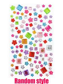 1Sheets 65/102/106pcs Self-Adhesive Rainbow Face Gem Stickers, Heart Square Flower Round Acrylic Rhinestone Pearl Stickers, 3D Shiny DIY Face Body Decor, Ins Y2K Photo Props, For Halloween Music Festival Party Cosplay - Multicolor - View 9