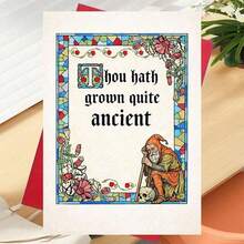 OBOVAY (1 Greeting Card And 1 Envelope), 1 Humorous Greeting Card, Suitable For Friends To Joke About Age With Medieval Style Illustration, Used For Lighthearted Sharing Of Life Moments - A - View 4