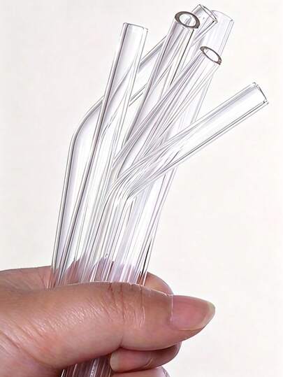 Heat-Resistant Transparent Glass Straws, High Borosilicate Straight And Curved Drinking Straws, Reusable For Beverages And Cocktails, Home Party Bar Travel Kitchen Essential Accessories, Autumn Kitchen Home Decor, Back To School Supplies