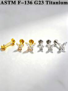 1 buah Anting Bibir Gaya Peri dari Paduan Titanium Bentuk Kupu-kupu Zirkonia dengan Ulir Dalam, Ukuran Kecil/Sedang/Besar, Bentuk Bunga, Anting Bibir, Anting Tulang Rawan Datar, Perhiasan Telinga untuk Wanita - Gambar 3 - View 3