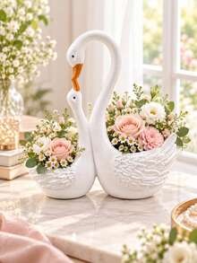 1pc Elegant Swan Planter Flower Pot, Romantic Floral Container For Patio, Balcony, Garden Table, Living Room, Wedding Centerpiece, Cottage Decor, Spring Home Styling, Porch, Entryway And Dining Accent - A - View 8