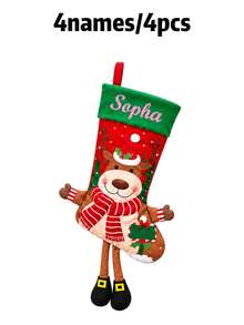 Custom Name Long Leg Christmas Stocking, Festive Fireplace Mantel Gift Sock, Personalized Xmas Tree Hanging Decor, Cute Holiday Decoration, Customized Seasonal Keepsake, Customizable Christmas Gift For Home, Home Christmas Decorations - Multicolor - View 20