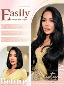 Clip-In Hair Extensions, 4pcs 18 Inch Layered Wavy Hair Pieces, Invisible Lace Hair Fringe Natural Soft Synthetic Hair Extensions For Women - Multicolor - View 4