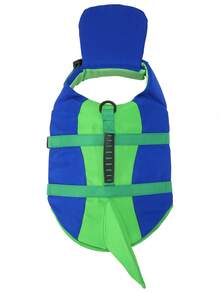 Dog Life Jacket Cute Shark Costume , High Buoyancy Jacket With Rescue Handle For Summer Beach Days 1pc - Blue - View 7